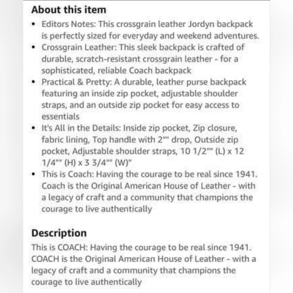 Coach "Jordyn"  Leather Backpack - Peacock Color - Picture 15 of 15